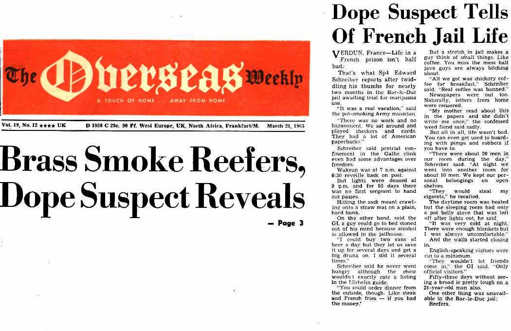 March 21, 1965:  Brass Smoke Reefers, Dope Suspect Reveals