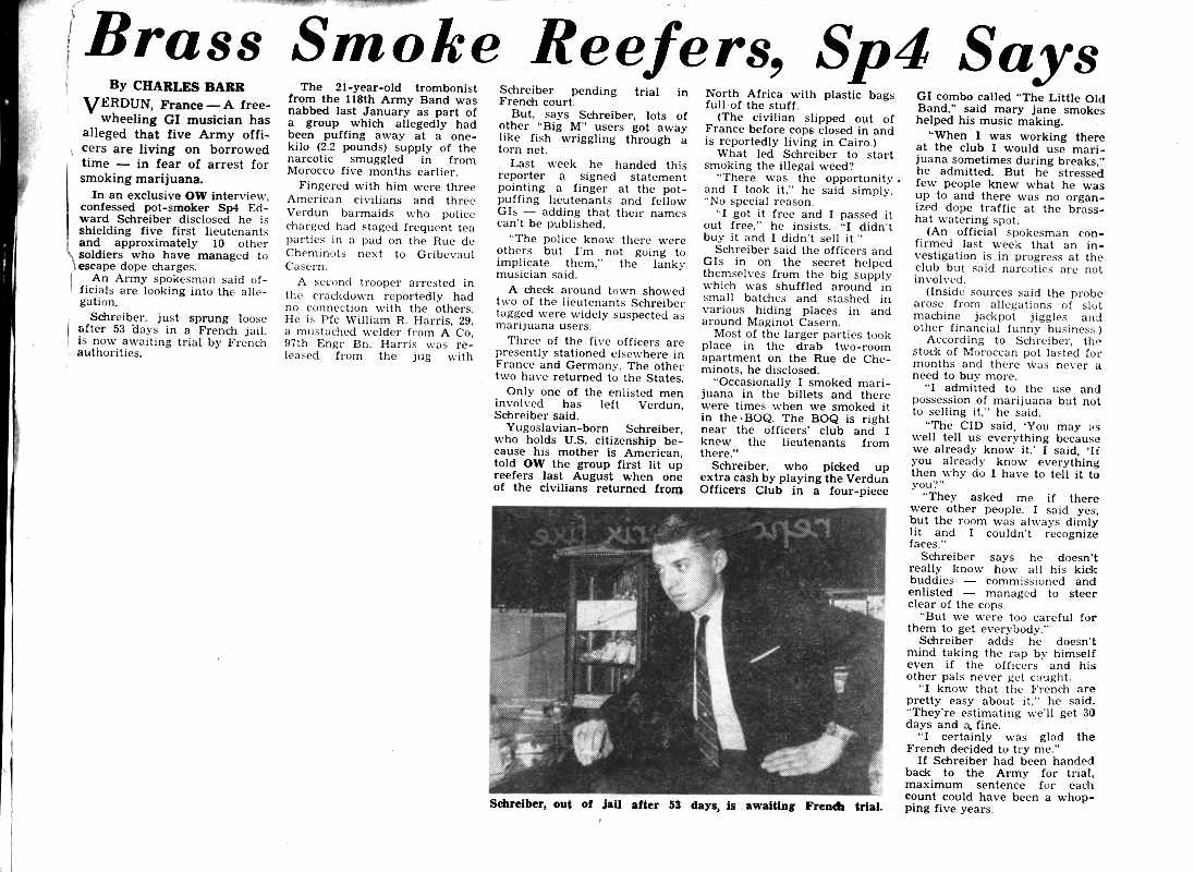 March 21, 1965:  Brass Smoke Reefers, Sp4 Says